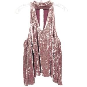 American Eagle Pink Crushed Velvet Cold Shoulder Blouse Sz S
